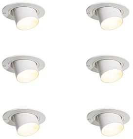 Set de 6 spoturi încastrate albe GU10 35mm rotunde înclinabile - Installa
