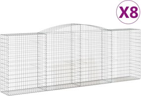 vidaXL Coșuri gabion arcuite 8 buc, 400x50x140/160 cm, fier galvanizat