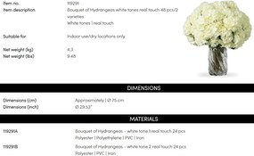 Buchet artificial LUX din 48 de hortensii albe, Hydrangeas