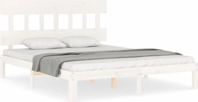 vidaXL Cadru de pat fără saltea, alb, 160x200 cm, lemn masiv pin