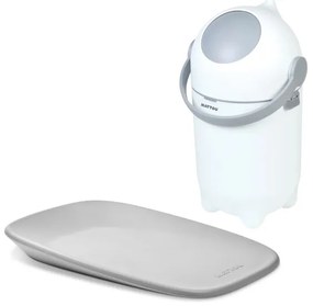 Coș pentru scutece și covoraș de înfășat Nattou SOFTY 50x70 cm alb/gri