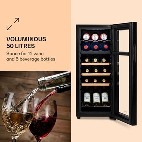 Bovella 18 Duo+, frigider de vin cu două zone, 50l, 18 sticle, ușă de sticlă