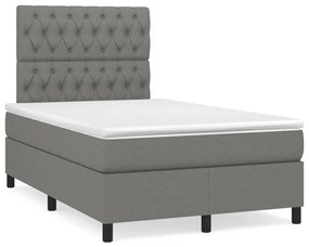 vidaXL Pat box spring cu saltea, gri închis, 120x190 cm, textil