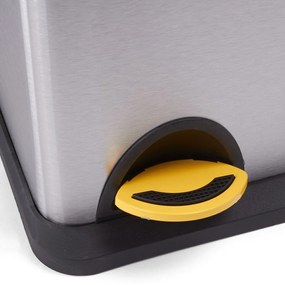 Coș de gunoi argintiu mat pentru reciclare/cu pedală 18+8 l din oțel Tri Selectif – MSV