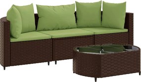 vidaXL Set canapele de grădină, 4 piese, cu perne, maro poliratan maro