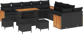 vidaXL Set de canapele pentru grădină cu pernă 14 pcs Negru