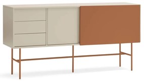 Comodă joasă cu ușă glisantă roșu cărămiziu-bej 180x91 cm Nube – Teulat