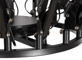 Lampă suspendată industrială neagră cu 16 lumini reglabile - Hobby Spinne