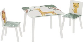 AIYAPLAY Set de Masă și Scaune pentru Copii, 3 Piese, Masă cu 2 Scaune pentru Dormitor, Grădiniță, Sală de Jocuri, Verde | Aosom Romania