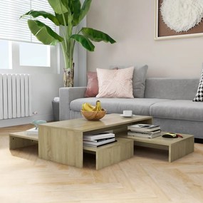 vidaXL Set măsuțe de cafea suprapuse stejar sonoma 100x100x26,5 cm