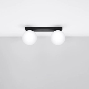 Plafonieră neagră cu abajur din sticlă ø 12 cm Umerta – Nice Lamps