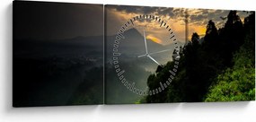 Tablou - peisaj montan verde (cu ceas) (90x30 cm)