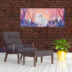 Tablou - Unicorn în pădurea fermecată (120x50 cm)