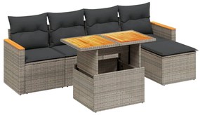 3273055 vidaXL Set mobilier grădină cu perne, 6 piese, gri, poliratan