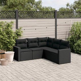 3218935 vidaXL Set mobilier de grădină cu perne, 5 piese, negru, poliratan