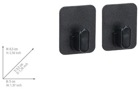 Cârlige negre 2 buc. autoadezive din plastic Parma – Allstar