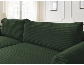 Colțar verde închis extensibil cu tapițerie din catifea reiată (cu colț pe partea stângă ) Lucien – Bobochic Paris