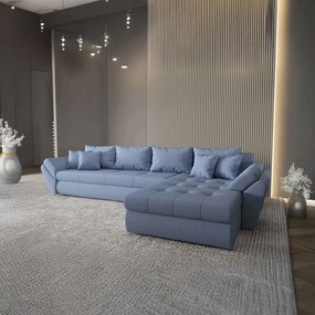 Colțar extensibil dumonde cu ladă de depozitare si sezut confortabil din spuma high-density, Loana XL Enjoy Albastru II 335x185 cm