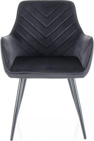 Scaun FIG, negru, stofa catifelata/metal, 57x47x85 cm