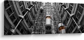 Tablou cu lift în clădire (cu ceas) (90x30 cm)