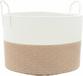 vidaXL Coș de depozitare, maro și alb, Ø51x33 cm, bumbac