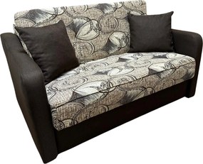 Canapea SAMY extensibila, 2 locuri, cu lada de depozitare, stofa crem cu maro, cadru metalic, 152x100x92 Maro + Crem, Stofa