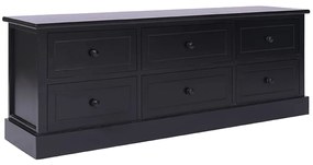 vidaXL Comodă TV, negru, 108x30x40 cm, lemn masiv de paulownia