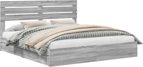 vidaXL Pat cu storage cu sertar Gri Sonoma 180 x 200 cm Lemn compozit