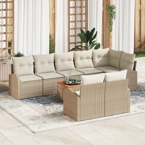 vidaXL Set canapele gradina cu perne bej din poliratan acacia