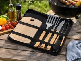 Set de ustensile pentru gratar Oliver Voltz OV51710B, 6 piese, Otel inoxidabil, Geanta de depozitare, Negru
