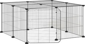 vidaXL Cușcă animale de companie cu ușă 12 panouri negru 35x35 cm oțel