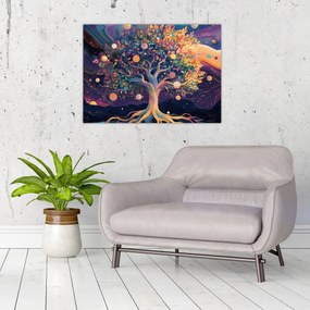 Tablou pe sticlă – Arbore violet plin de energie (70x50 cm)