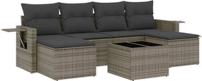 vidaXL Set canapele de grădină, 7 piese, cu perne, gri, poliratan