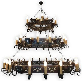 Candelabru fabricat manual din lemn pictat Queen 36L