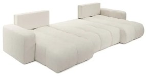 Colțar extensibil în formă de U, tapițat, cu spațiu de depozitare ALMADA, bej