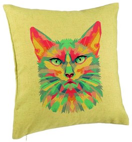 Perna Decorativa, Model Contrast Cat, 40x40 cm, Verde, Husa Detasabila, Burduf