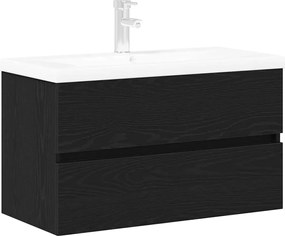 vidaXL Dulap pentru Chiuveta de Baie Stejar Negru 80 x 39 x 62 cm