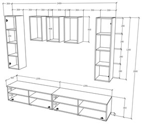 Living haaus Haga V9, Antracit/Stejar Wotan, L 240 cm