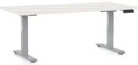 Masă înălțime reglabilă OfficeTech D, 160 x 80 cm, picioare gri, frasin alb