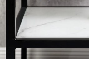 Neînvins Masuta laterala Elegance 45 cm aspect marmura cu cadru alb, negru