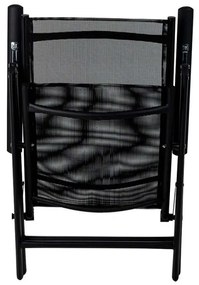 Scaun metalic pliabil Muhler 1005248, 7 pozitii, Spatar si scaun din material textil, Negru