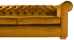 Canapea extensibila Oxford Chesterfield, 88x216x75 cm, 3 locuri, Mustard