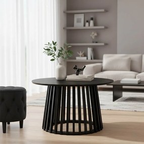 Masuta Cafea Rotunda Dominom, MDF , Neagra, Diametru 80 Cm