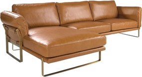 Coltar LUX design italian cu sezlong stanga Cowhide camel