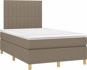 vidaXL Pat box spring cu saltea, taupe, 120x190 cm material textil