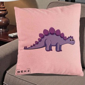 Perna Personalizata Stegozaur Mov, 40x40 cm, Roz, Husa Detasabila, Perna Inclusa, BEKZ®