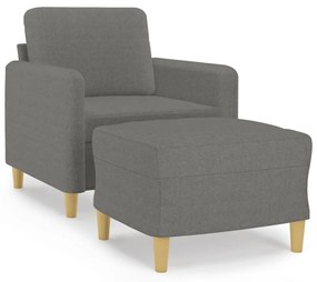 3153588 vidaXL Fotoliu canapea cu taburet, gri închis, 60 cm, textil