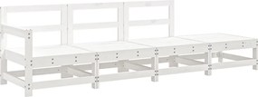 vidaXL Set mobilier relaxare de grădină, 4 piese, alb, lemn masiv pin