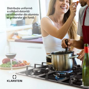 Klarstein Ignito, plită pe gaz, 5 arzătoare, arzător Sabaf, sticlă ceramică, negru