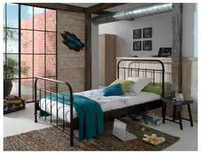 Pat metalic pentru copii Vipack New York, 120 x 200 cm, negru